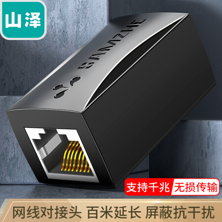 山澤(SAMZHE)網線轉接頭對接頭 網絡延長連接器 RJ45網口直通頭水晶頭雙通頭接口5/6/7類網線通用
