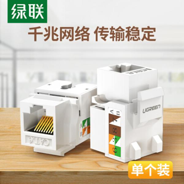 綠聯(lián)（UGREEN）六類千兆網(wǎng)絡(luò)模塊 CAT6網(wǎng)絡(luò)信息面板 RJ45電腦網(wǎng)線插座連接頭直通頭 單個(gè)裝80178