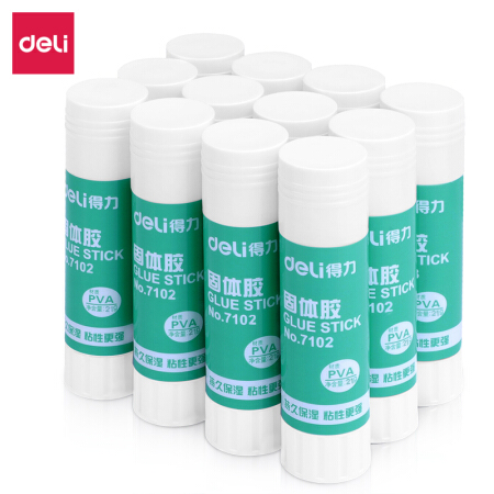 得力(deli)21g高粘度PVA固體膠水/膠棒 12支/盒