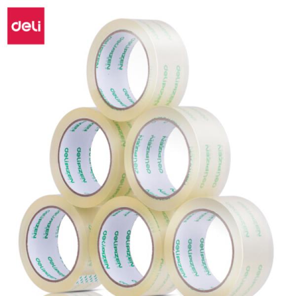 得力(deli)高品質高透明封箱膠帶打包膠帶 45mm*60m*50um 6卷/筒