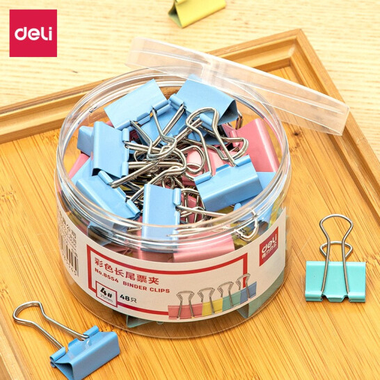 得力(deli)40只19mm彩色長尾夾票夾 5#金屬燕尾夾票據夾子 辦公用品 8555