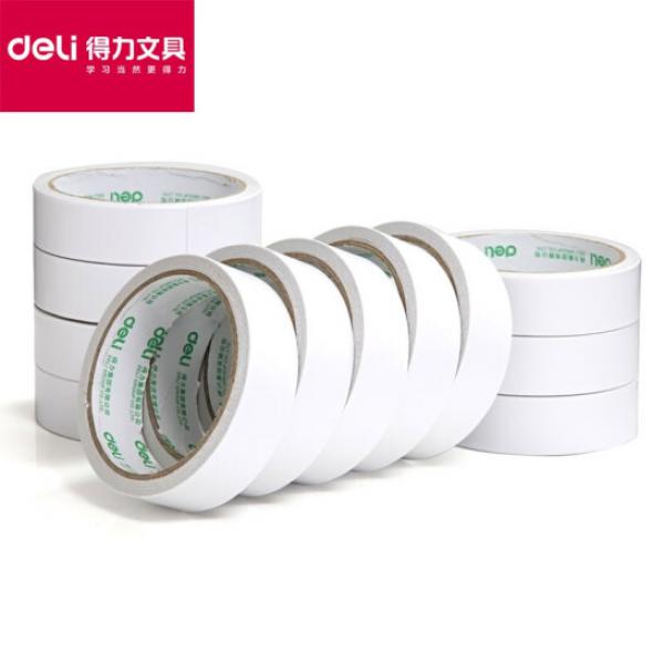 得力（deli） 雙面膠帶批發強力固定辦公超薄手撕膠條 寬24mm長9米/12卷/袋 30403