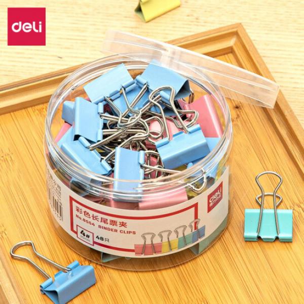 得力(deli)40只19mm彩色長(zhǎng)尾夾票夾 5#金屬燕尾夾票據(jù)夾子 辦公用品 8555