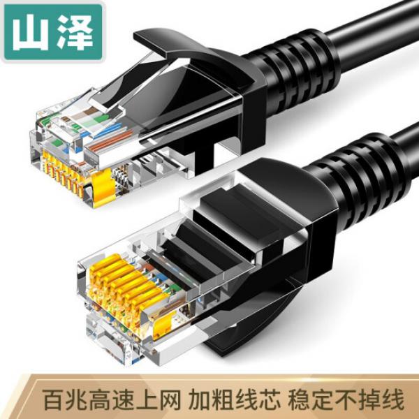 山澤 五類網(wǎng)線工程級(jí)高速CAT5e類八芯雙絞非屏蔽 電腦網(wǎng)絡(luò)連接線成品網(wǎng)絡(luò)跳線 黑色 5米
