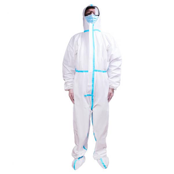 百舸 防護隔離衣隔離服連體拉鏈式一次性隔離衣 無紡布+PP覆膜防護服全身隔離服【160-180】