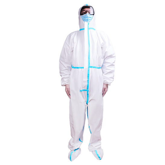 百舸 防護隔離衣隔離服連體拉鏈式一次性隔離衣 無紡布+PP覆膜防護服全身隔離服【160-180】