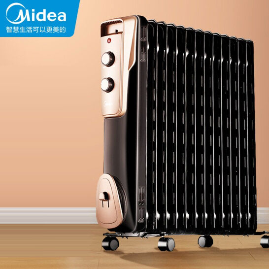 美的（Midea）取暖器/電暖器/電暖氣片家用 節能省電 低噪加濕烘衣 13片大面積勁暖電熱油汀NY2513-16JW