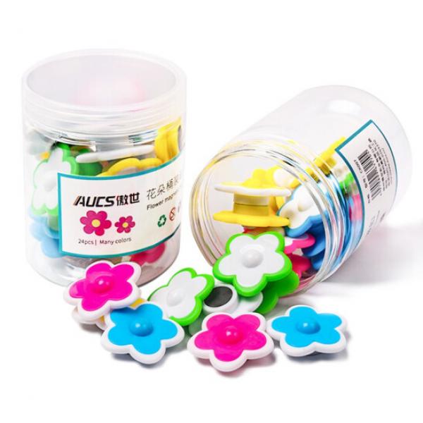 AUCS(傲世) 花朵白板磁鐵 彩色 24粒裝
