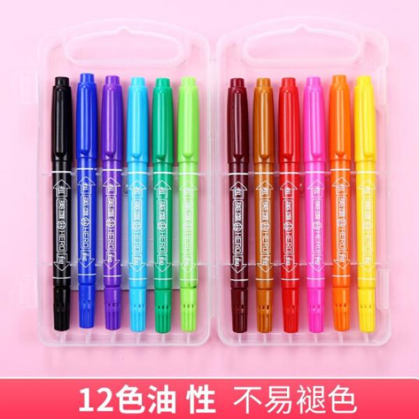 英雄 887 小細雙頭彩色12色油性記號筆 盒裝