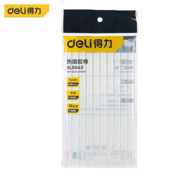 得力(deli) DL5043 高粘塑料熱熔槍 透明熱熔膠條膠棒(10根/包) 11x200mm