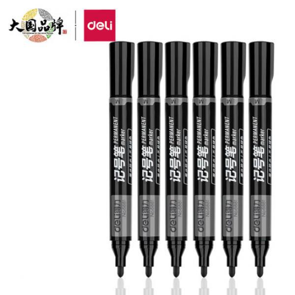  得力(deli)黑色粗頭物流油性記號筆大頭筆馬克筆 10支裝 6881