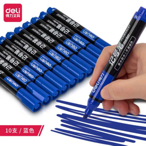得力(deli)藍(lán)色粗頭物流油性記號筆大頭筆馬克筆 10支裝 6881