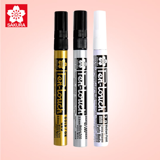 櫻花(SAKURA) 油漆筆 金銀白三支裝 2.0mm 記號筆 馬克筆 高光筆
