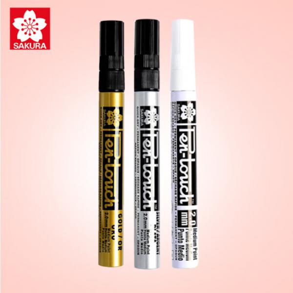 櫻花(SAKURA) 油漆筆 金銀白三支裝 2.0mm 記號筆 馬克筆 高光筆