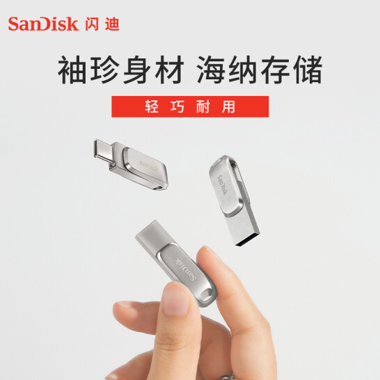 閃迪（SanDisk） 128GB Type-c 手機U盤 DDC4 安全加密 usb雙接口優盤 手機平板筆記本電腦通用 銀色