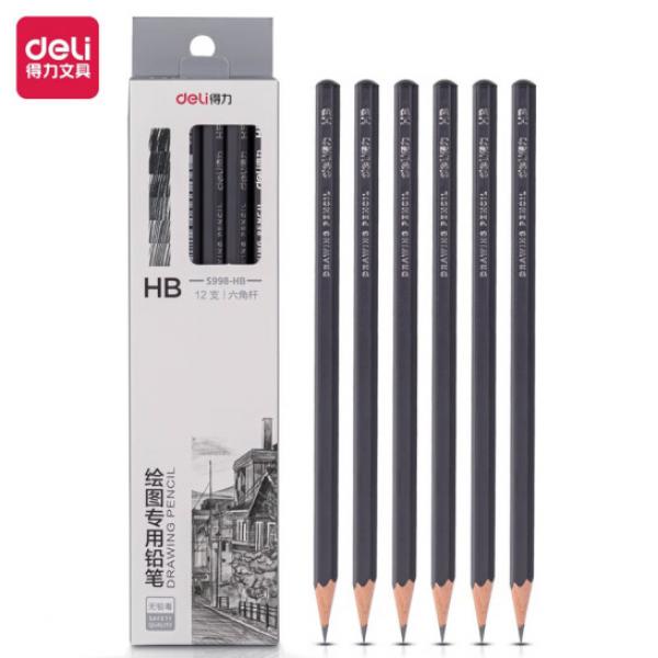 得力（deli） 繪圖鉛筆 素描鉛筆 六角桿原木美術鉛筆 【HB】 S998 單只出售