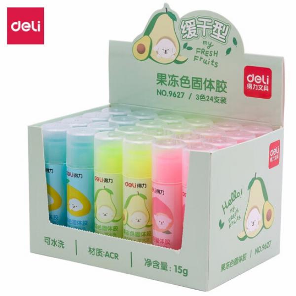 得力 deli 9627果凍色固體膠 ACR固體膠水/膠棒(混)（48支）