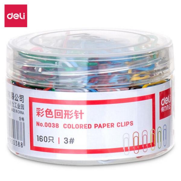 得力(deli)回形針套裝異性辦公回形針/回形簽 彩色 160只/筒 0038