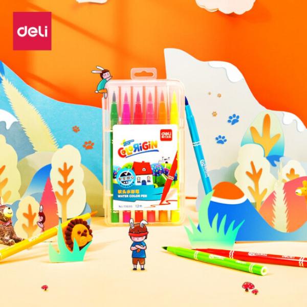 得力(deli) 12色軟頭水彩筆 70680