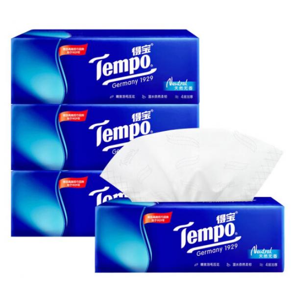 得寶(Tempo) 天然無香 抽取式面巾紙 90抽*3包/提
