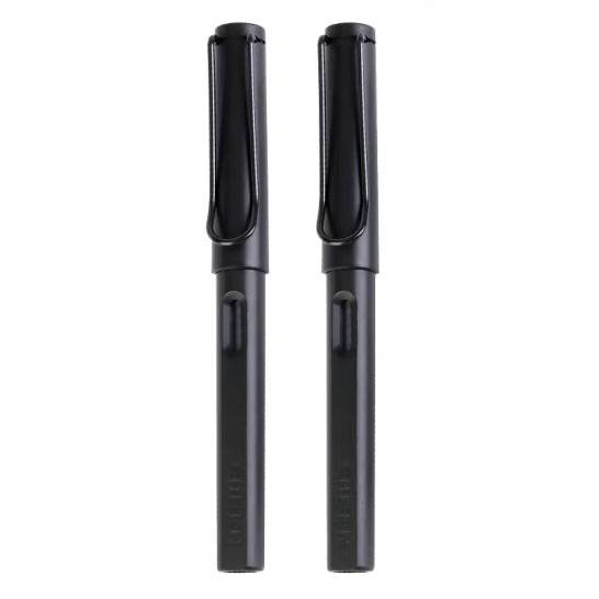 點石 鋼筆 磨砂黑-2支 F尖 0.5mm 吸墨器+50支黑色墨囊