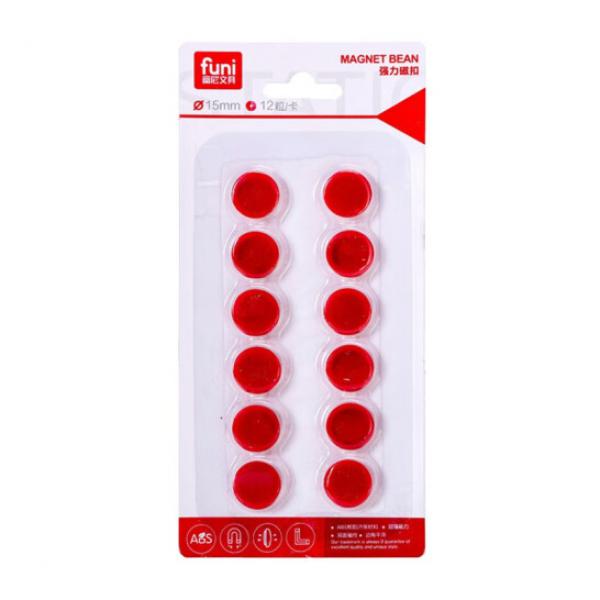 富尼（FUNI）CT-15 圓形平面磁粒 磁扣 15mm 紅色 10粒