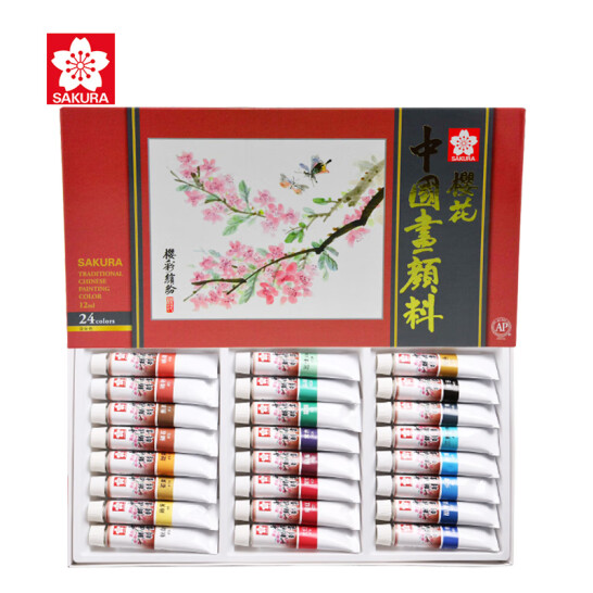 櫻花(SAKURA)中國畫顏料二十四色套裝 XTCW24 12ml/支