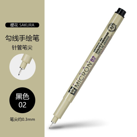 櫻花 針管筆 勾線筆  02號 0.3MM 黑色 12支裝