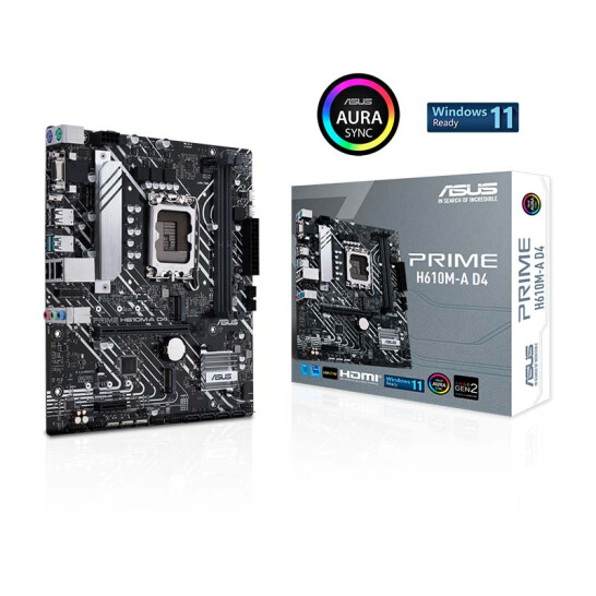 華碩（ASUS）PRIME H610M-A D4主板 支持 CPU G6900/12400F/12100F/13100F（Intel H610/LGA 1700）