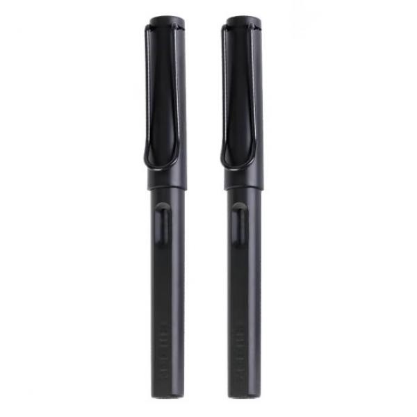 點石 鋼筆 磨砂黑-2支 F尖 0.5mm 吸墨器+50支黑色墨囊