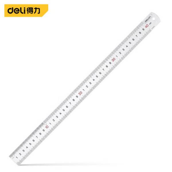 得力（deli）工具不銹鋼直尺刻度尺公制刻度繪圖鋼尺長尺 40cm 單把裝 DL8040