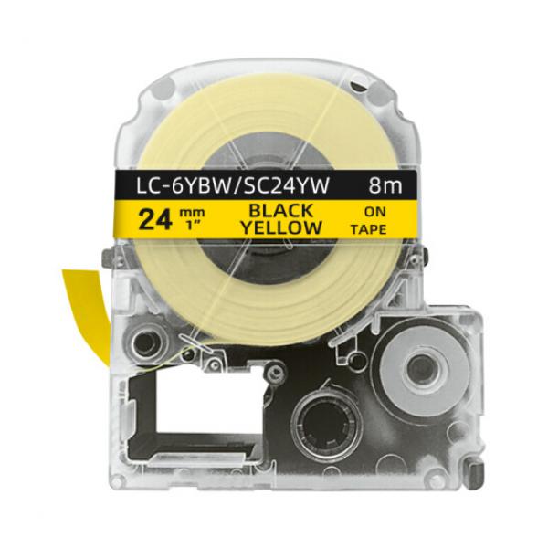 創碩TECHAIN KJM/PTe-651/SC24YW/LC-6YBW標簽色帶黃底黑字24mm適用LW-700 600P 1000P SR530C 5900P