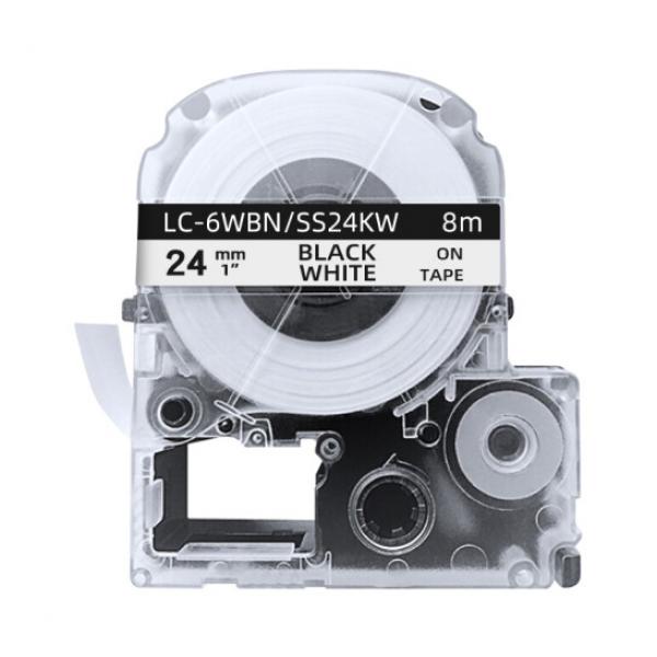創碩TECHAIN KJM/PTe-251/SS24KW/LC-6WBN標簽色帶白底黑字24mm適用LW-700 600P 1000P SR530C 5900P