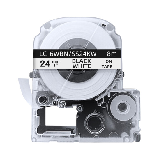 創(chuàng)碩TECHAIN KJM/PTe-251/SS24KW/LC-6WBN標(biāo)簽色帶白底黑字24mm適用LW-700 600P 1000P SR530C 5900P