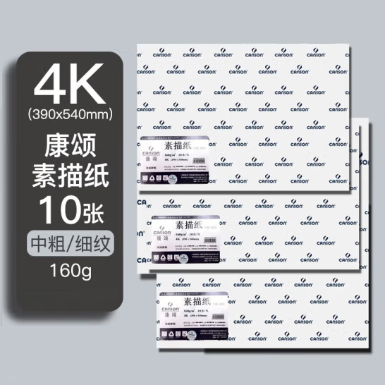 康頌(CANSON)素描紙 加厚速寫紙 4K 160g 10張/包