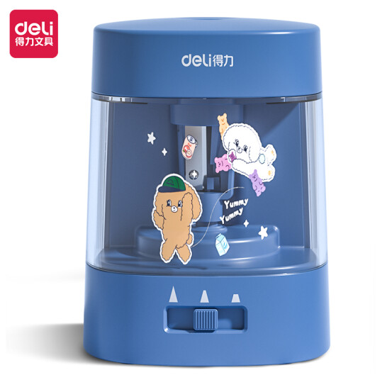 得力(deli) 電動卷筆刀 多功能削筆機/削筆器 復古藍 68658A
