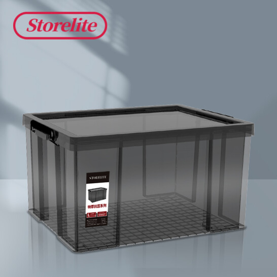 STORELITE 直角抗壓收納箱 100L 透黑 單只