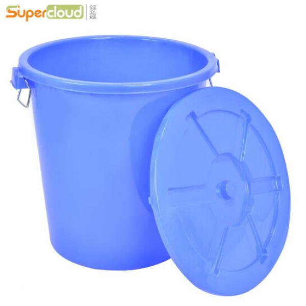 舒蔻(Supercloud)大水桶 塑料儲水桶 帶蓋 65L藍色
