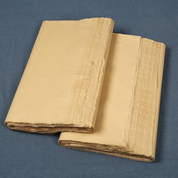 弘梅 竹漿手工毛邊紙 無格毛筆書法練習元書紙 半生熟宣紙 100張