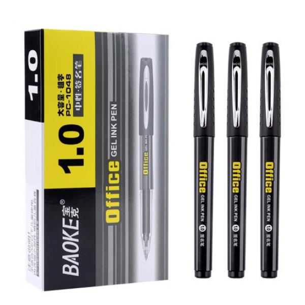 寶克（BAOKE） 大容量中性筆 黑色 1.0mm  12支裝 PC1048