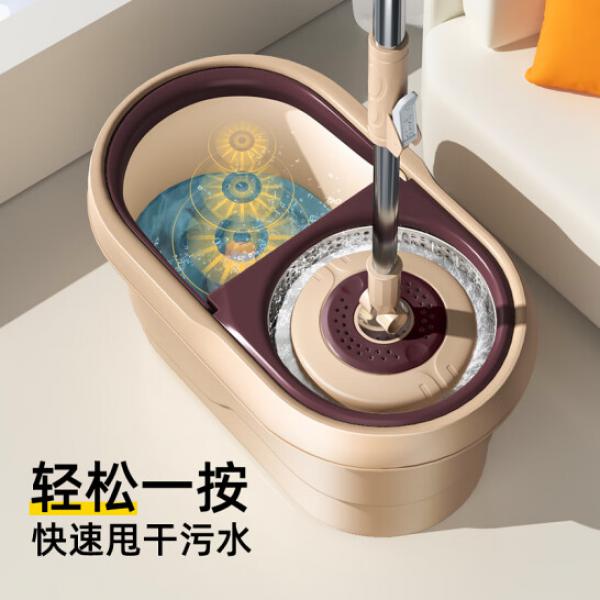 家杰優(yōu)品 旋轉(zhuǎn)拖把一拖凈免手洗 甩干拖把桶套裝