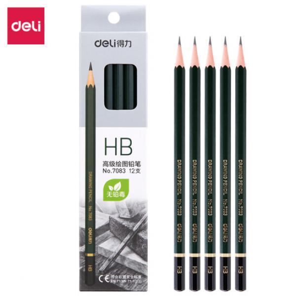 得力(deli)  安全石墨 六角 素描繪圖HB鉛筆 7083 單支出售