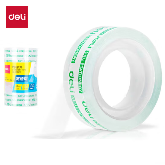 得力(deli)易撕透明高粘文具膠帶/小膠帶 12mm*18m*38um 30029 單卷出售 