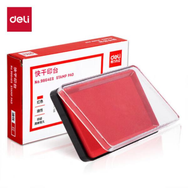 得力(deli)137*88mm方形快干印臺(tái)印泥 紅色 9864ES