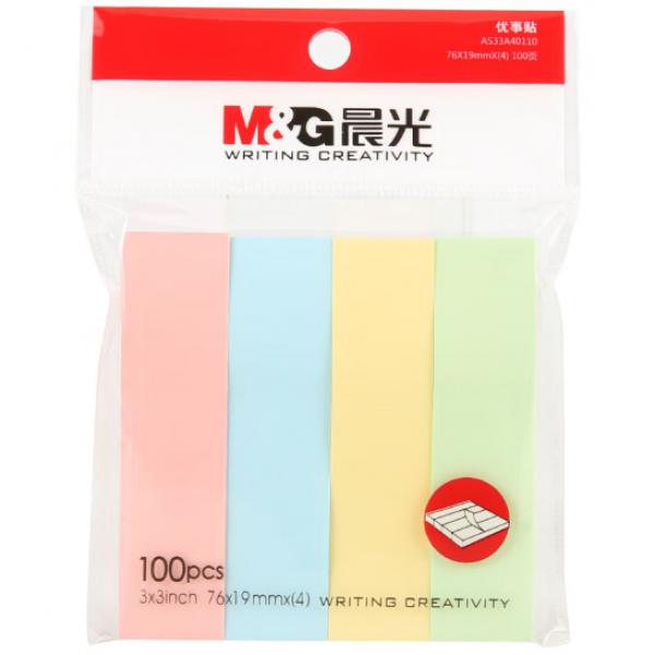 晨光(M&G) 400張4色便利貼小條 76*19mm標簽貼 4條裝 YS-13