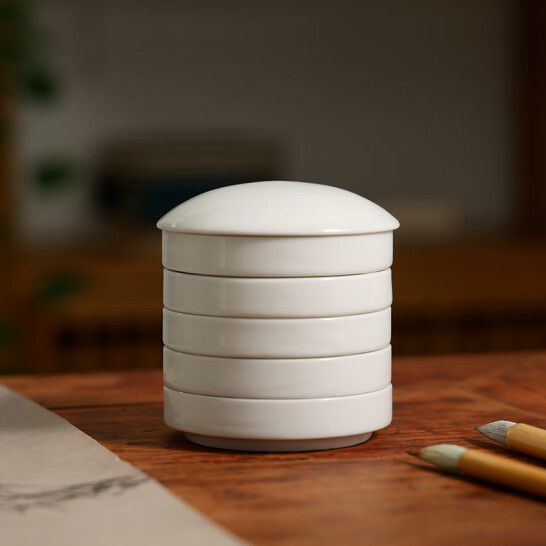 弘梅 手繪陶瓷墨碟 小號五層 國畫水彩顏料陶瓷顏料用品 墨碟硯臺