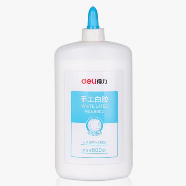 得力(deli) 1瓶 500ml 白膠 白乳膠 手工美術(shù)課高粘性膠 68602