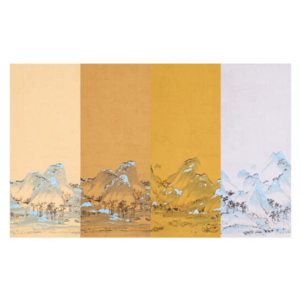 曹楠 千里江山圖手札 筆箋蠟染書法宣紙 半生熟 深仿古色 14*34cm 25張