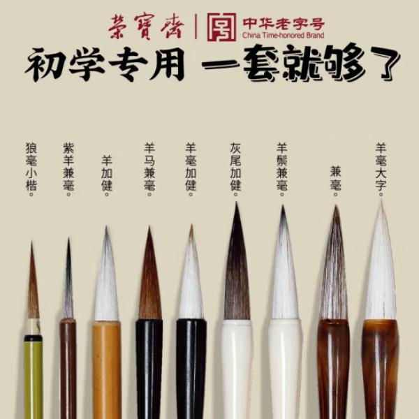 榮寶齋 毛筆套裝 書畫專用9支套裝 狼毫 兼毫 毛筆 大中小楷