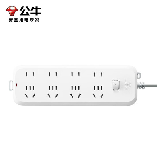 公牛（BULL） 插座/B5系列 帶兒童保護(hù)門(mén)/新國(guó)標(biāo)插座/排插 【8位】總控1.8米 GN-B5440